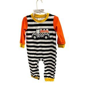 Baby Boys Striped Truck Long Sleeve Romper Outfit Size 18-24M